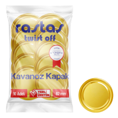 Rastaş Paketli 10 adet Kavanoz Kapağı -Gold - 82 mm