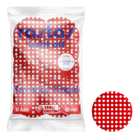 Rastaş Paketli 10 adet Kavanoz Kapağı -Puantiyeli - 82 mm