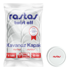 Rastaş Paketli 10 adet Kavanoz Kapağı -Beyaz Logolu - 82 mm