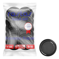 Rastaş Paketli 10 adet Kavanoz Kapağı - Siyah - 82 mm