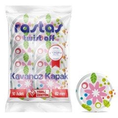 Rastaş Paketli 10 adet Kavanoz Kapağı - Çiçekli - 82 mm